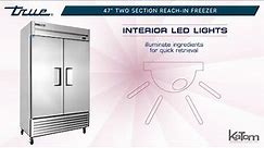True 47” Two Section Reach-In Freezer (598-T43F)