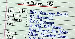 Film review writing || Film review- RRR || Film review writing class 12 || Movie review
