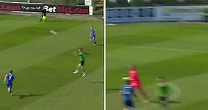 Rory Donnelly score crazy 40-yard header past ex-Man Utd keeper Roy Carroll, 43, in Glentoran’s win over D