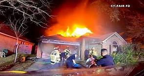 [Helmet POV] Dramatic Rescue Of 2 Trapped Inside Burning House | Katy