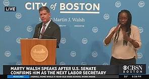 Marty Walsh Speaks After Being Confirmed As Labor Secretary