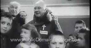 1957 Cardinal Francis Spellman travels to Japan and Korea archival footage