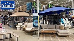 LOWE'S SHOP WITH ME PATIO FURNITURE OUTDOOR SOFAS CHAIRS TABLES GAZEBOS SHOPPING STORE WALK THROUGH