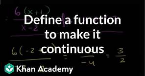 Defining a function at a point to make it continuous | Limits | Differential Calculus | Khan Academy