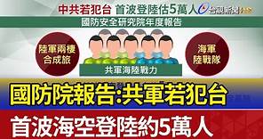 國防院報告：共軍若犯台 首波海空登陸約5萬人