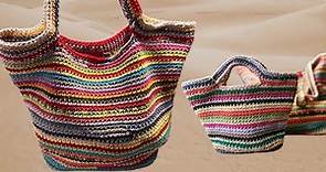 Borsa da spiaggia e borsa a mano uncinetto Granny multicolor