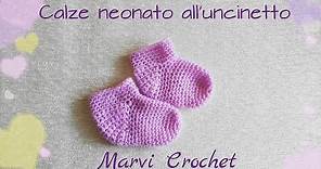 Tutorial calze baby neonato all'uncinetto,crochet baby socks.