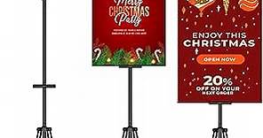 Sign Stand for Display, Retractable Poster Board Stand Double-Sided Banner Stand Tripod, Foldable Floor Standing Sign Holder Adjustable Stand Up Signage Stand Up to 80 Inches with Portable Bag