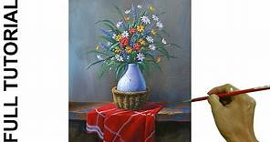 Acrylic Still Life Painting Tutorial / Flowers in Vase / JMLisondra