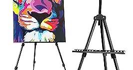 Portable Artist Easel Stand for Painting - Adjustable Height Painting Easel with Bag - Tabletop Art Easel for Painting Canvas Stand, Poster Stand & Wedding Signs Stand - Metal Tripod - 21x66 inches