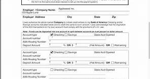 Bank of America Direct Deposit Form (PDF) | Setup