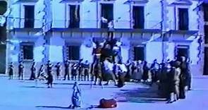 Rodaje de "Los alegres Pícaros" en la Plaza Mayor de Tembleque. 1987