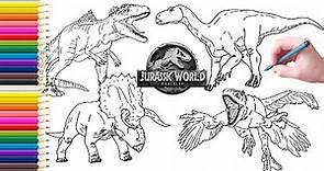 Drawing and Coloring dinosaur collection from Jurassic World Dominion