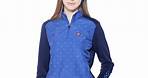 【Lynx Golf】女款吸濕排汗抗UV異材質剪裁隱形口袋設計長袖立領POLO衫/高爾夫球衫-深藍色 | Lynx | Yahoo奇摩購物中心
