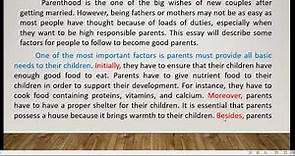 គំរូសំណេរភាសាអង់គ្លេស English​ Essay Writing "What makes a good parent"