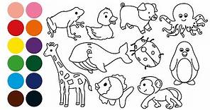 ANIMALES dibujar y colorear para niños | Desenhar e Colorir ANIMAIS para crianças
