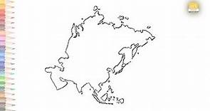 Asia continent map outline | How to draw Asia map simply step by step | Map drawing |outline drawing