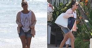 Jennifer Lopez enjoys the ocean on the beach on a family day while Ben Affleck shoots a movie