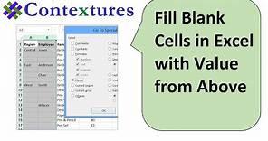 Fill Blank Cells in Excel With Value from Above