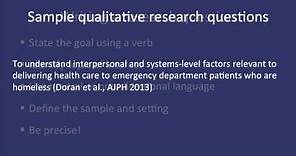 Fundamentals of Qualitative Research Methods: Developing a Qualitative Research Question (Module 2)