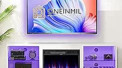 oneinmil 68 Inch Modern Fireplace TV Stand for TV up to 78 Inch for Living Room, TV Cabinet with 3D Electric Fireplace, Wood Storage TV Console, Media Entertainment Center with Cable Holes，White