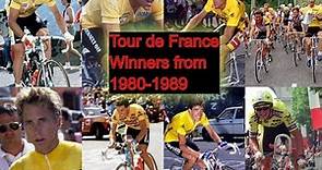 Tour de France winners from 1980 to 1989 (Hinault to LeMond)