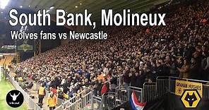 Wolves fans, South Bank atmosphere vs Newcastle Utd