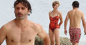 Walking Dead's Andrew Lincoln shows off his buff beach body in the Caribbean with his rocker wife Gael Anderson