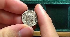 Ancient Roman silver denarius coin of emperor Severus Alexander