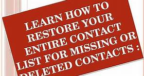 How To Restore Deleted Or Missing Contacts In Yahoo Mail