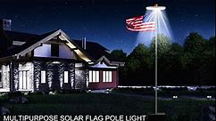Gadjica 2 PCs Solar Flag Pole Light, Ultra-Bright 128 LED Downlight for Most 15 to 25 Ft In-Ground Poles, 100% Flag Coverage, Outdoor Residential Flagpoles Lighting Kit, Auto On-Off Switch (2 pcs)