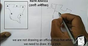 how to draw north america map || easy trick to draw north american map