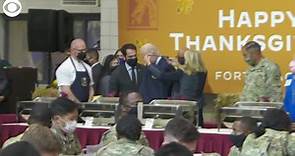 Pres. Biden serves Thanksgiving meal to military families at Fort Bragg