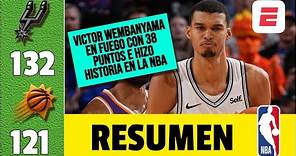 San Antonio Spurs 132-121 Phoenix Suns. VICTOR WEBANYAMA con 38 puntos. HISTÓRICO récord | NBA