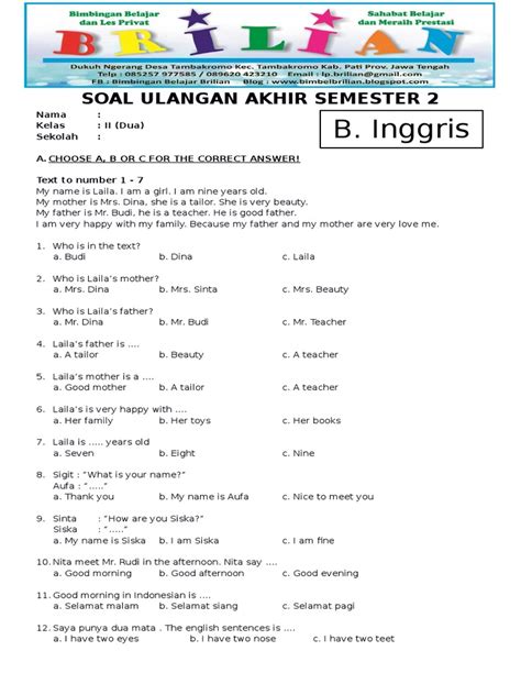 Strategi Jawaban yang Tepat untuk Soal Bahasa Inggris Kelas 7 Semester 2