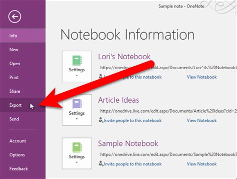 Exporting OneNote Notebooks