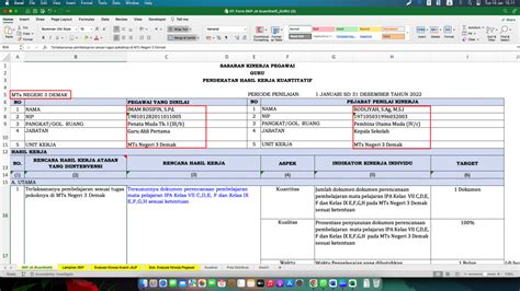 Komponen Formulir SKP Excel