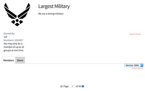\"Largest Military\" Roblox group with 1 million inexistent members 