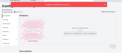 \"Unable to update group icon\" - Roblox group - General - Cookie Tech