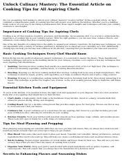 "Unlock Culinary Mastery: Essential Help for Cooking Success!"