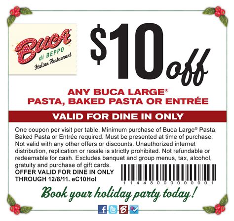 10 Off Buca di Beppo Coupon (Check Your Emails)