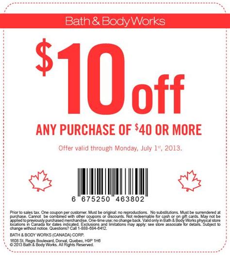 $10 off 40 bath and body works coupons