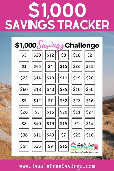 $1000 Savings Challenge Free Printable