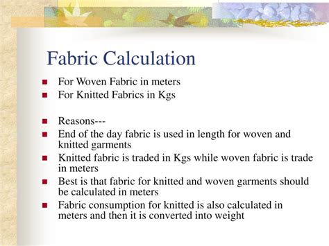 Fabric Calculation Basics