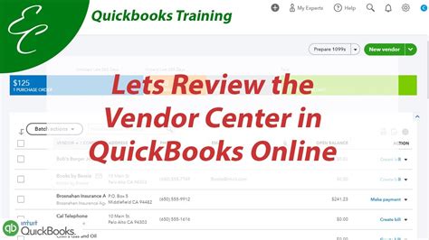 quickbooks review vendor information