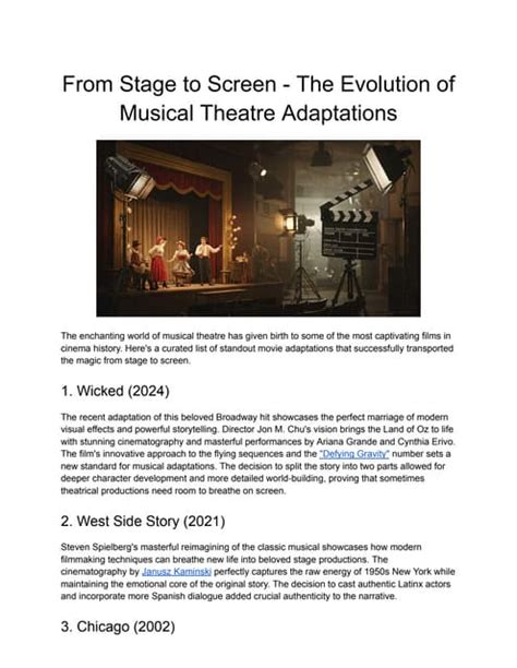 Adaptations: From Stage to Screen