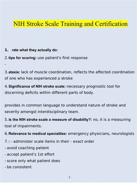 Benefits of NIH Stroke Scale Certification in Healthcare