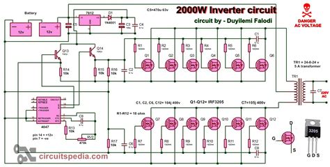 Functionality of 2000 W Inverter Circuit Diagram