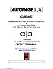 Programming and Operation of Autopage Remote Start Manual XT 33