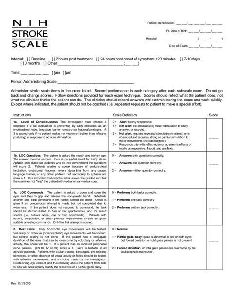 history nih stroke scale